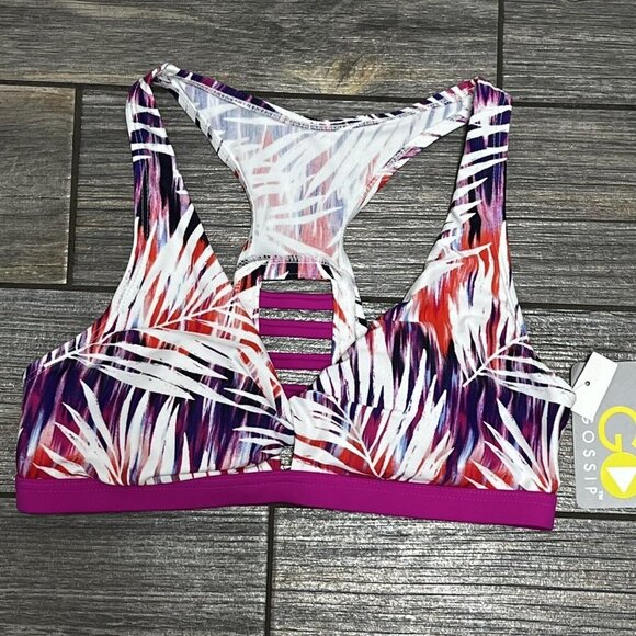 NWT GO by Gossip Palm Dazed Strappy-Back Bralette Bikini Top SizeSmall Athletic - Picture 3 of 12